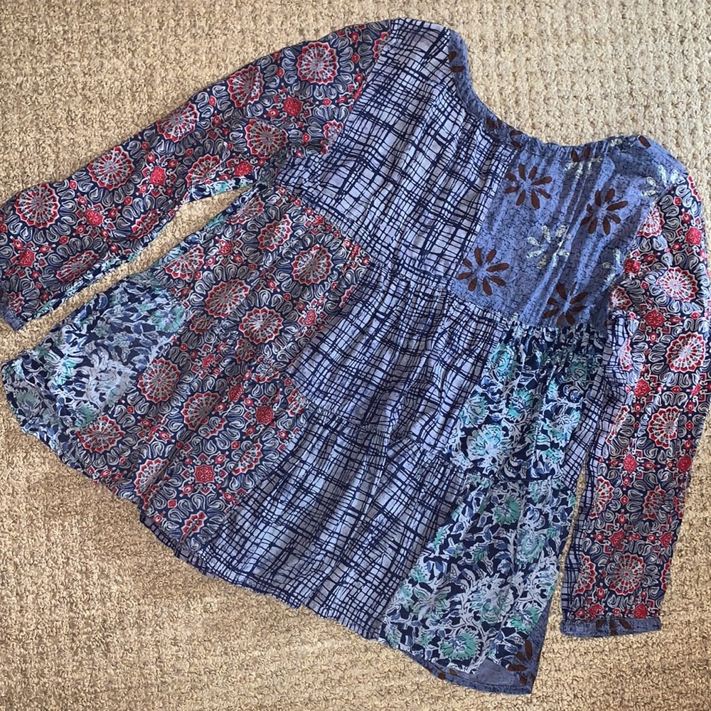 Sacred Threads Patchwork Boho Babydoll Top - image 6